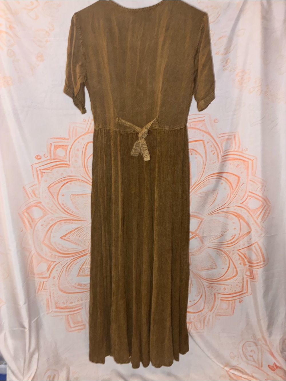 M.P.H. Vintage Women’s Olive Green/Brown Embroidered Boho Dress - Picture 2 of 8
